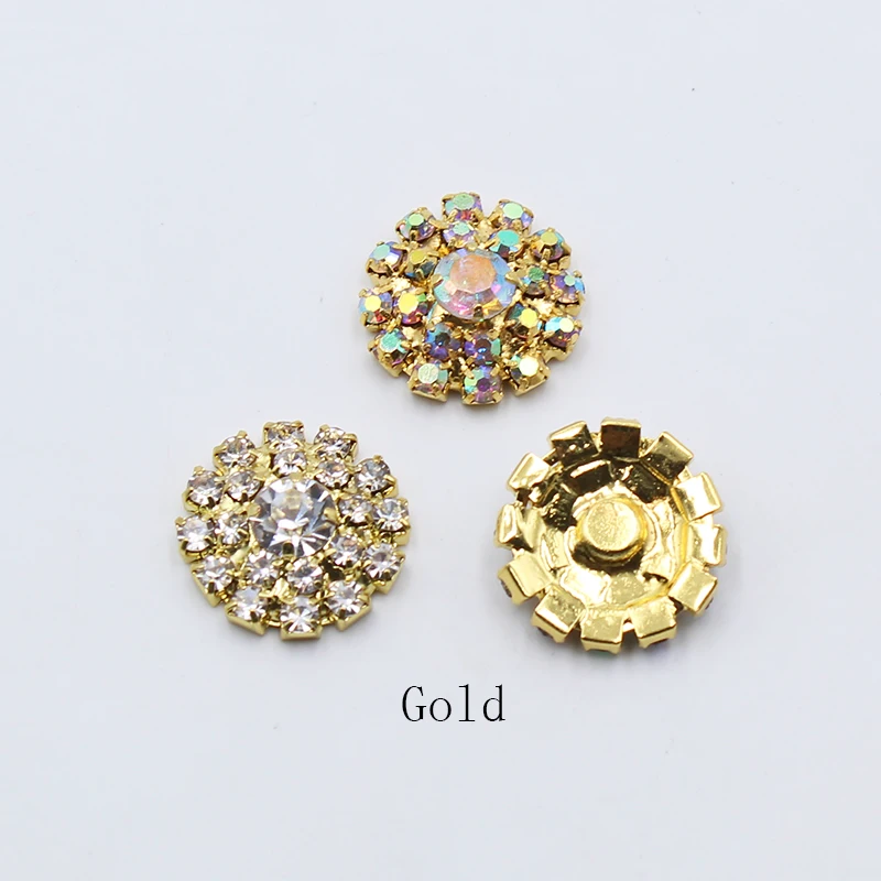 10Pcs17MM Round Rhinestone Crystal Buttons, Scrapbook Embellishment Crafts DIY Handmade Jewelry Accessories