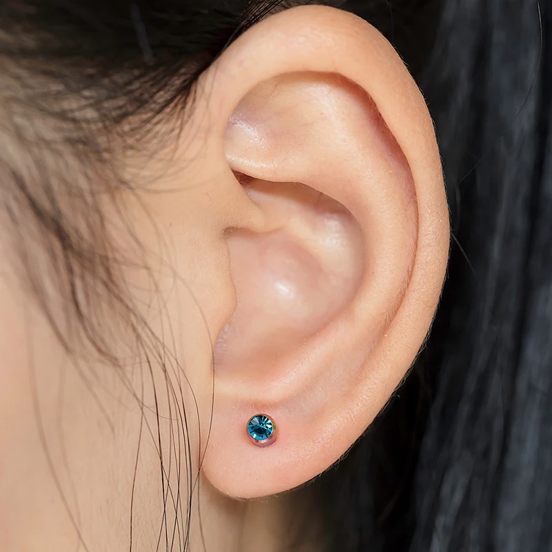 12 Pairs Birthstone Stud Earring Stainless Steel Studs CZ Zirconia Tragus Cartilage Earrings Stud 20G