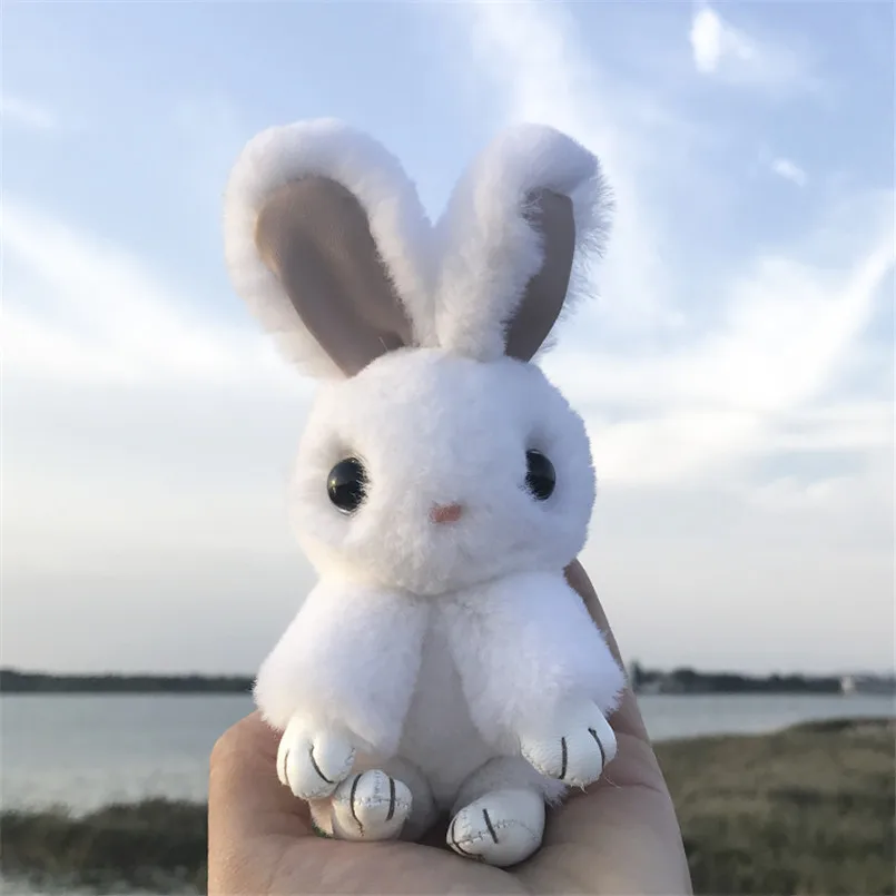 

Real Rex Rabbit Fur Keychain Bunny Doll Key Ring For Women Bag Charm Fluffy Cellphone Car Pendant