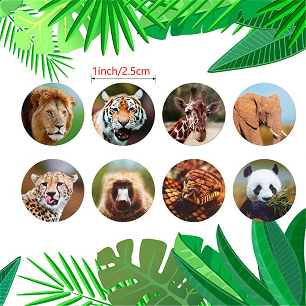 100-500 Pcs Zoo Animals Cartoon Stickers for Kids Classic Toys Sticker School Teacher Reward Sticker 8 Designs Stationery Label