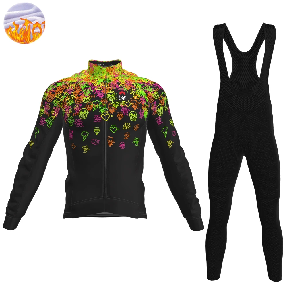 2022 the New Men Long Sleeve Thermal Fleece Cycling Jersey Set Clothes  Outdoor Riding Bike Mtb  Ropa Ciclismo Hombre