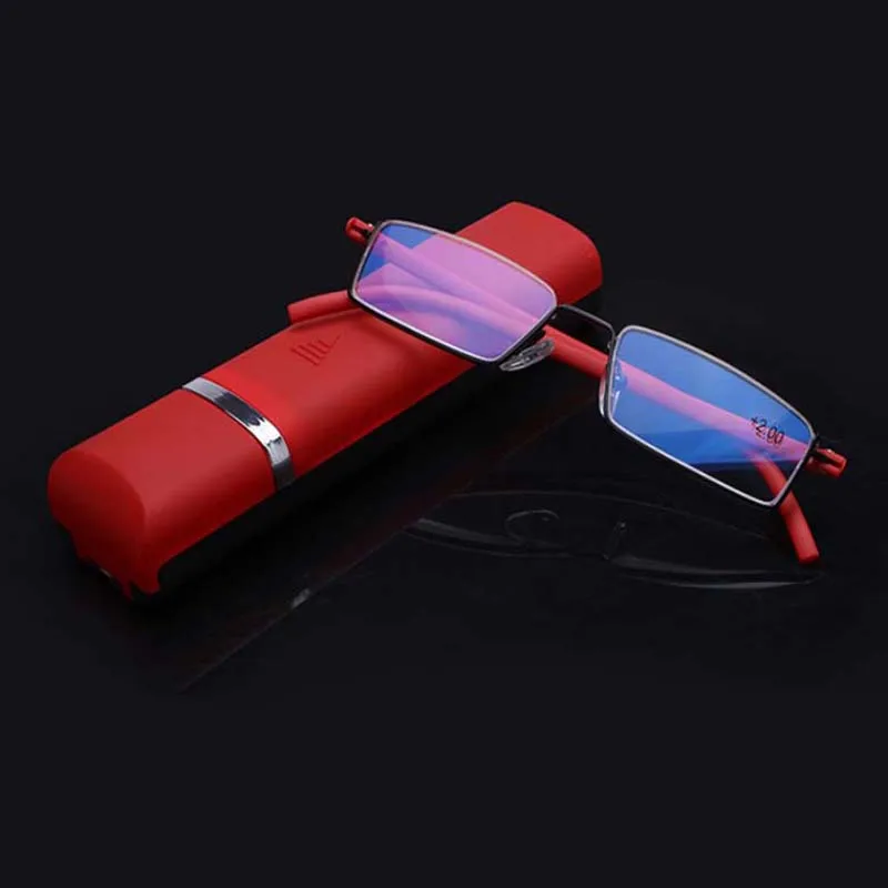 

anti blue-ray reading glasses for men Fashionable radiation proof glasses for women portable push-pull box black +2.00