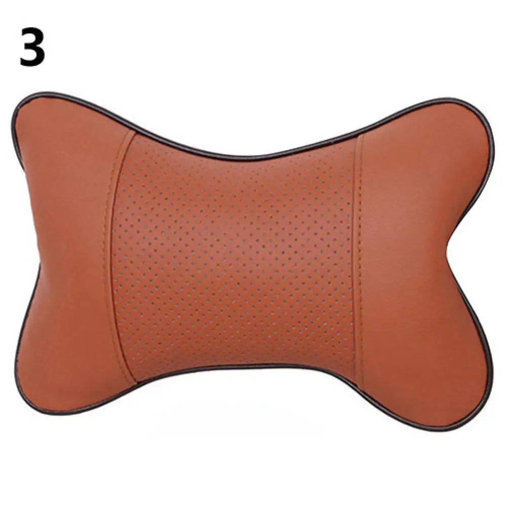 1 Pc Faux Leather Hole-digging Car Headrest Supplies Neck Auto Safety Pillow Car Accessories Car Pillow