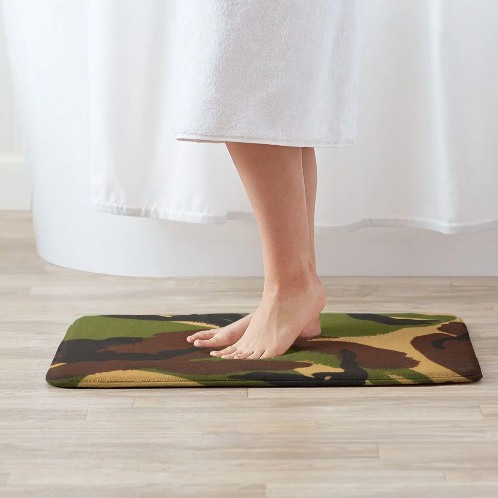 Camouflage Mat Rug Carpet Anti-Slip Floor Mats Bedroom Camo Camouflage Brown Green Ochre Saffron Yellow Older Style Army