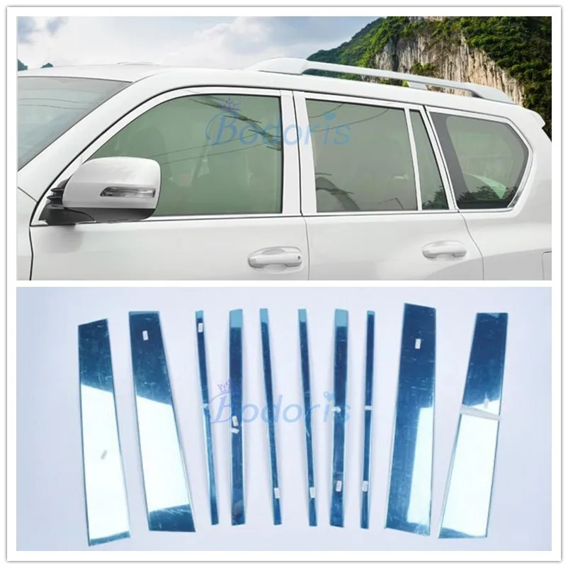 

10pcs Stainless Steel Window Glass Moulding Trim Car-styling 2010-2018 For Toyota Land Cruiser 150 Prado FJ150 LC150 Accessories