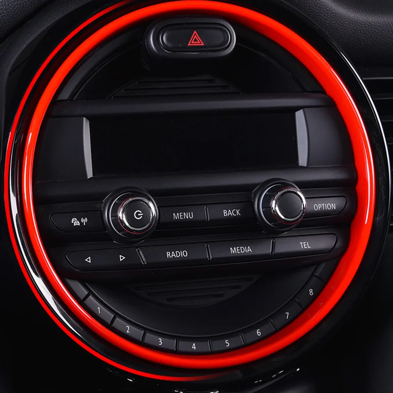 1PC Central Control Car Navigation Ring Decoration Trim Cover For MINI Cooper F54 F55 F56 F57 Styling Auto Accessories Red