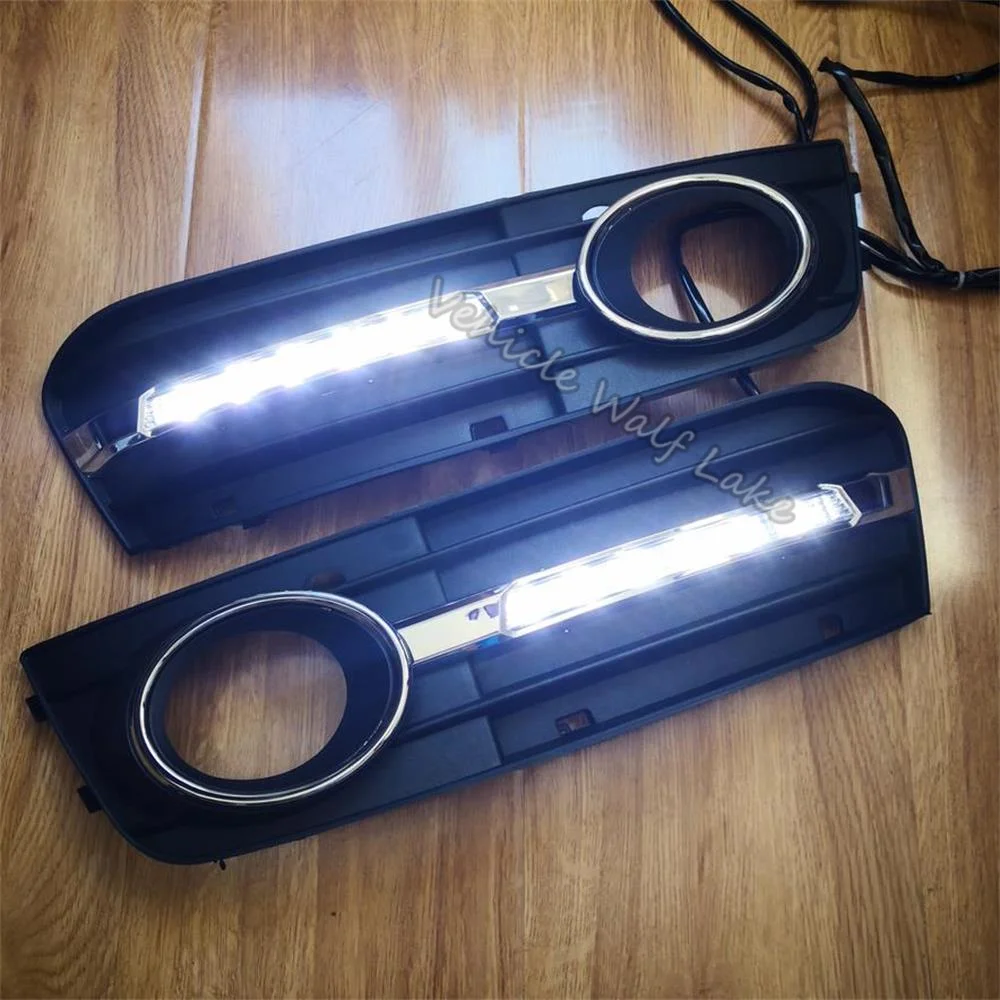 2PCS LED DRL For Audi A4 B8 2009 2010 2011 2012 Car-Styling LED DRL Daytime Running Light Daylight Fog Lamp Grille Cover