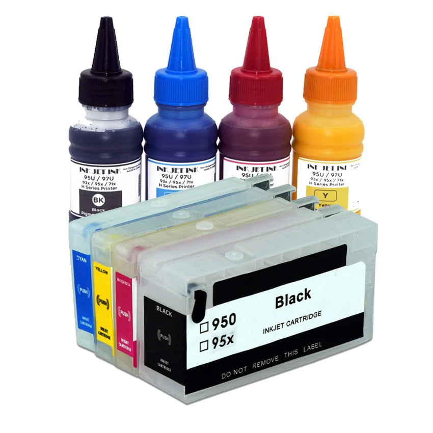 

950 Refillable ink cartridge with 4pc 100ml/pc pigment ink for HP Officejet Pro 8600 8610 8615 8620 8630 8625 8660 8680 Printer