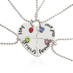 Best Friend 4 Piece Set Fashionable Women Heart-shaped Stitching Alloy Pendant Set Bff Forever Friendship Necklace Jewelry 2021