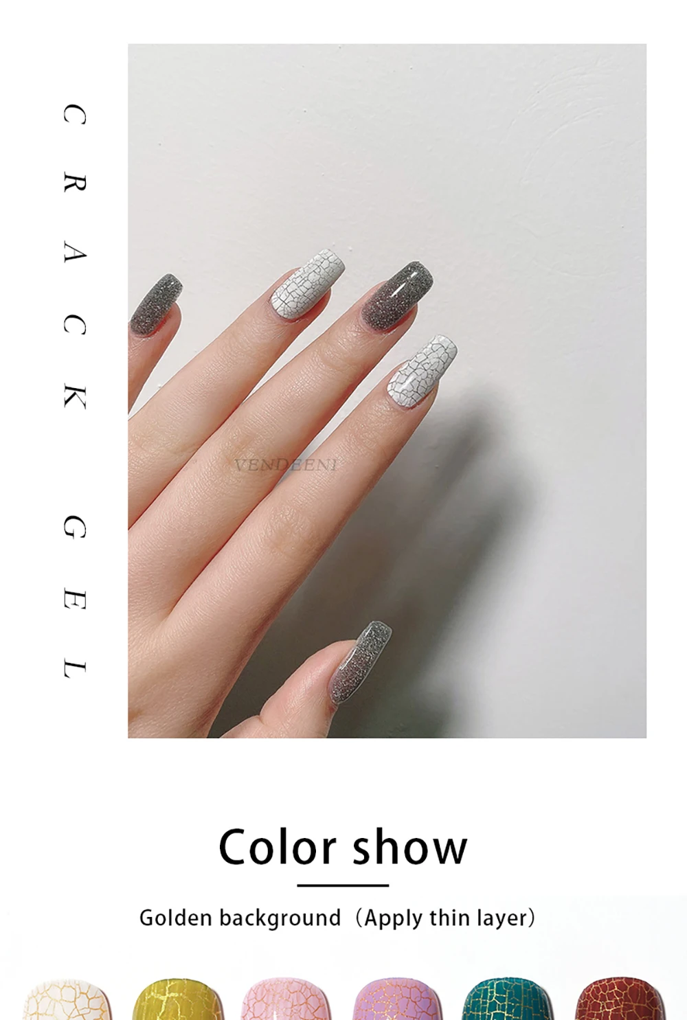 Vendeeni 15 Farben/Set Riss-Gel-Nagellack Schildpatt-Optik UV Soak-Off Gel-Lack Automatischer Riss-Nagelkunst-Gel-Lack – Detail 9