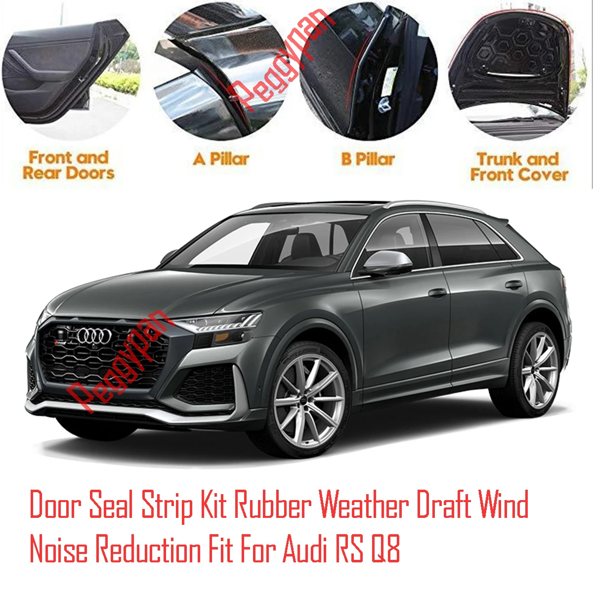 Door Seal Strip Kit Self Adhesive Window Engine Cover Soundproof Rubber Weather Draft Wind Noise Reduction Fit For Audi RS Q8