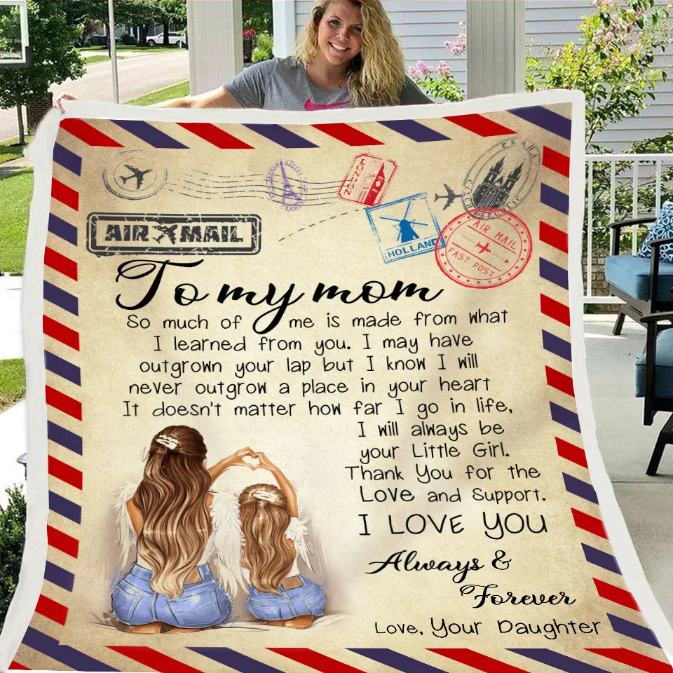 Letter Design Blanket To My Daughter/Wife/Son/Girlfriend gift Warm Cozy winter Letter Throw Blanket for Sofa flannel shawl