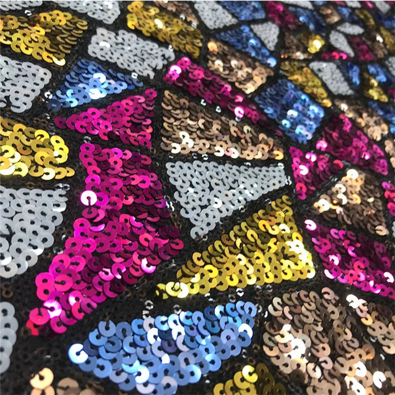 Lace143 Blazing With Colour Bead Mesh Sequined Fabric High Quality Women's Dress Luggage Handbag DIY Sequined Fabric