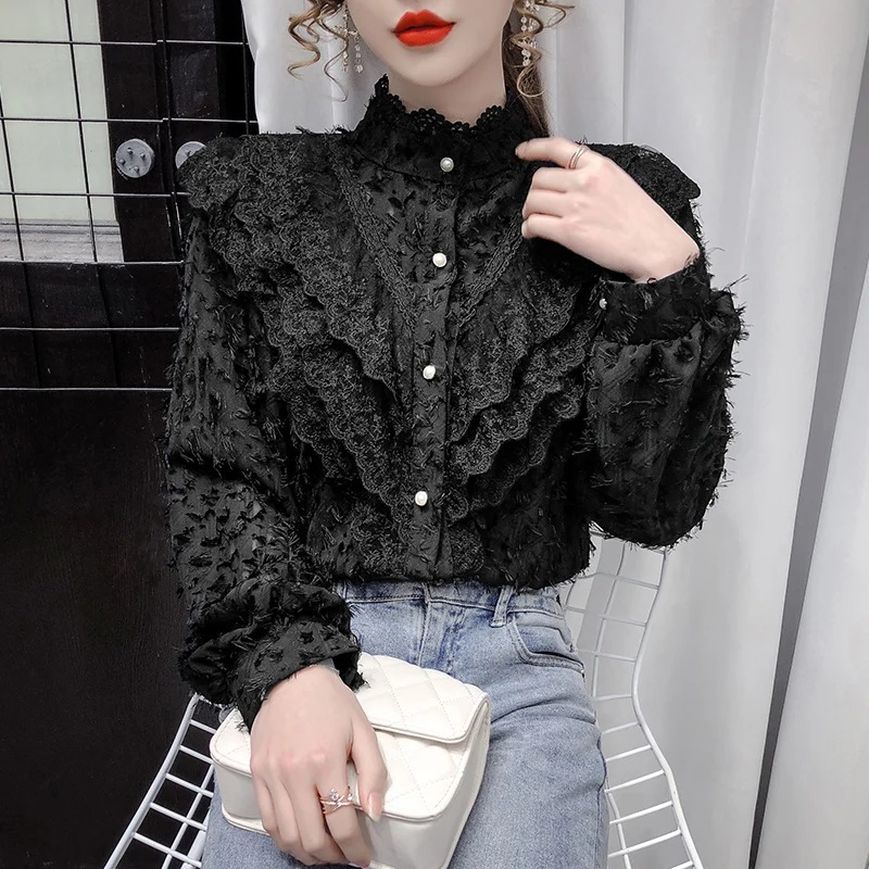 Cheap wholesale 2021 spring summer autumn new fashion casual ladies work women Blouse woman overshirt female OL Py1360