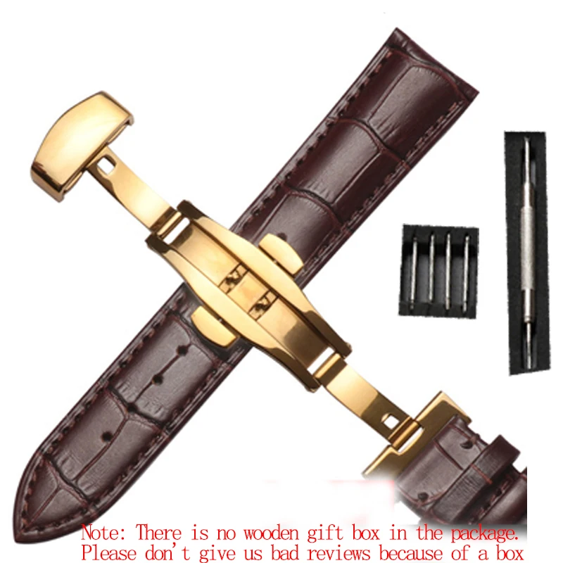 Strap Bamboo Pattern Strap Genuine Leather Watchband with Double Press Butterfly Buckle Watches Accessories 12-24mm