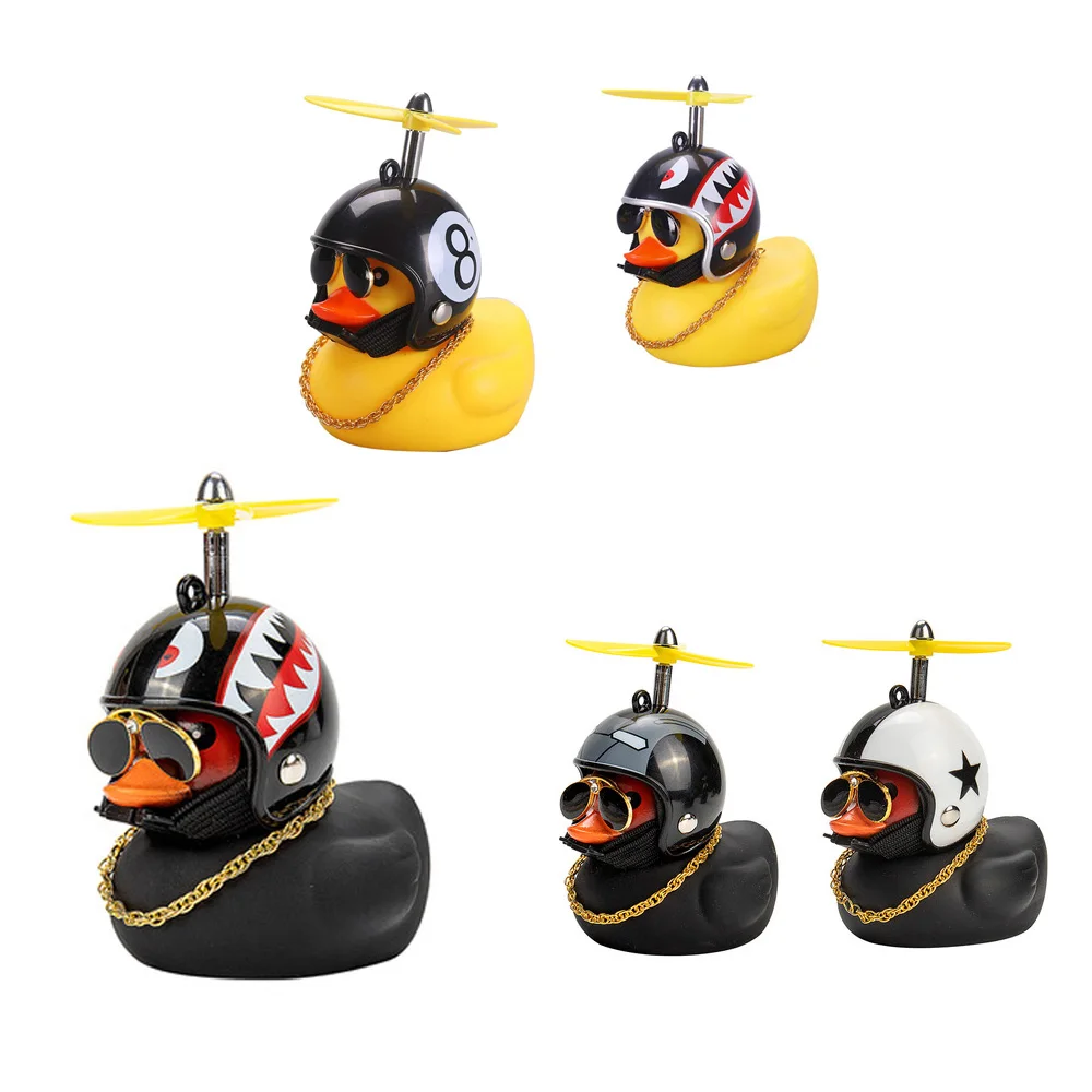 Car Cute Duck with Helmet Broken Wind Small Yellow Duck Bike Motorcycle Helmet Riding Cycling Decor Car Ornaments Accessories