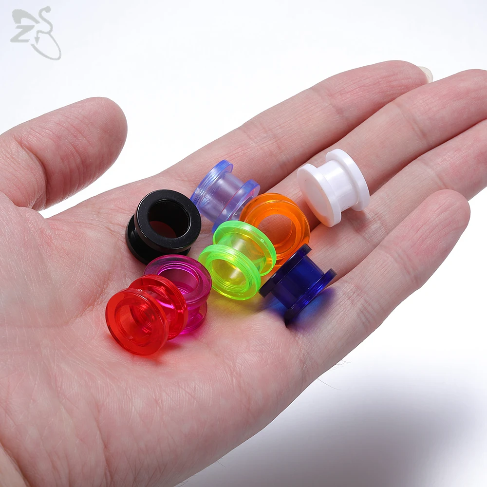 ZS 2pc/lot Colorful Acrylic Ear Plug And Tunnel Men Women Clear White Ear Gauges Ear Expander Stercher Piercing Jewelry 2-16MM