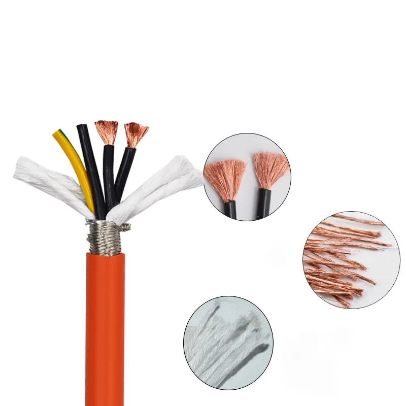 

Servo Cable 5Meters Heat Resistant 15/13/11/9 AWG 4 Cores Shielded Copper Wire PVC Insulated Flexible Orange Encoder Cable