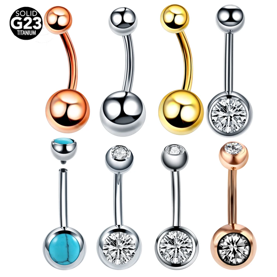 Piercings de Ombligo de titanio G23, anillos de Ombligo de hilo interno, joyería corporal para mujer, 10 piezas, 20 piezas, 50 piezas