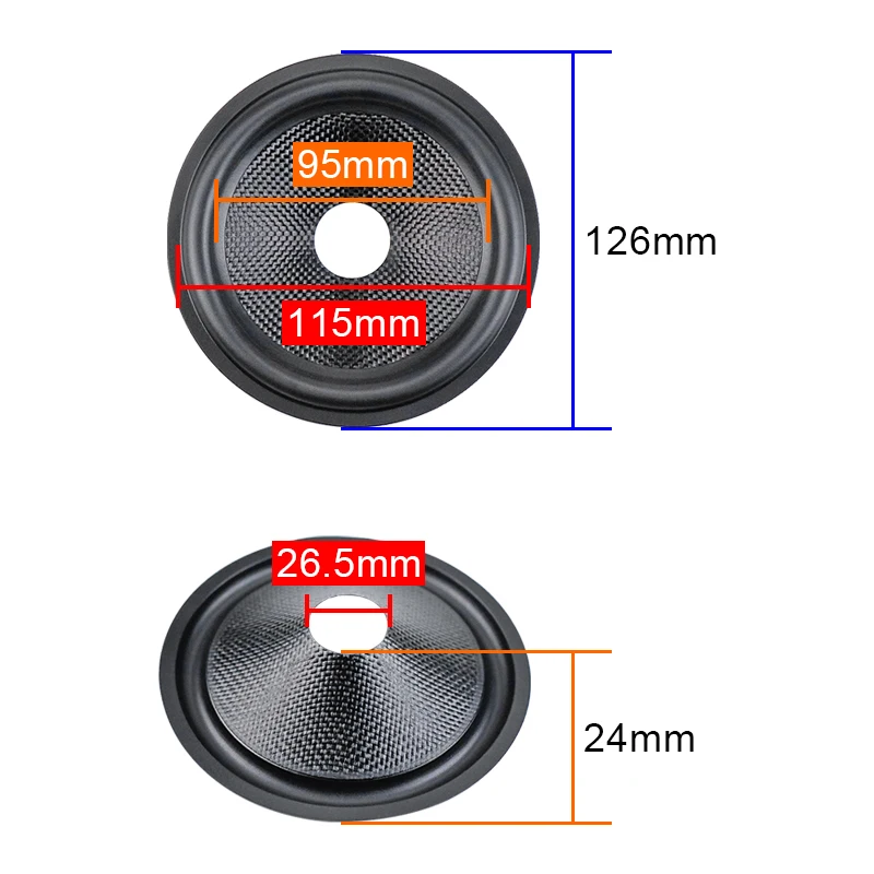 GHXAMP 5 Inch 126mm Speaker Cone Rubber Edge Glass fiber Sound 26.5 Core Loudspeaker Woven Chassis Repair Audio Accessories Diy