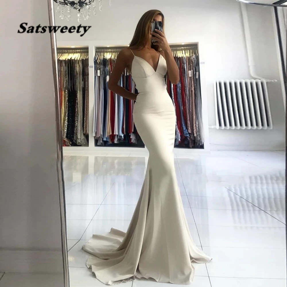 

Mermaid V Neck Evening Dress Party Dresses Robe De Soiree Backless Sexy Sleeveless Long Prom Gown For Women