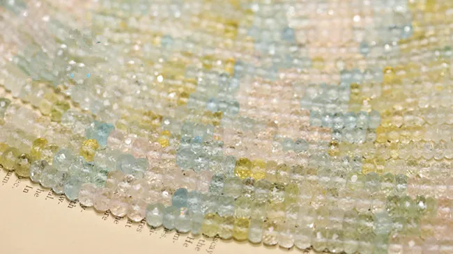 

aquamarine loose beads faceted roundel 3.8-4mm 32cm for DIY jewelry making FPPJ wholesale beads nature gem stone