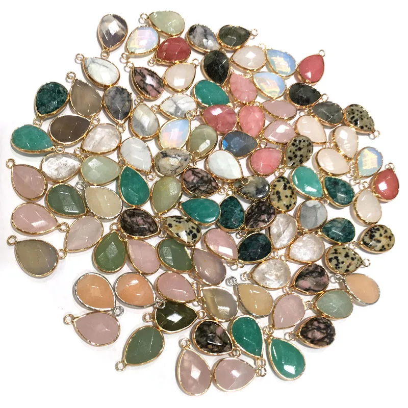 Natural Stone Cut face pendant Water drop shape Exquisite Pendants for Jewelry Making Diy necklace accessories Size 14x22mm image 2