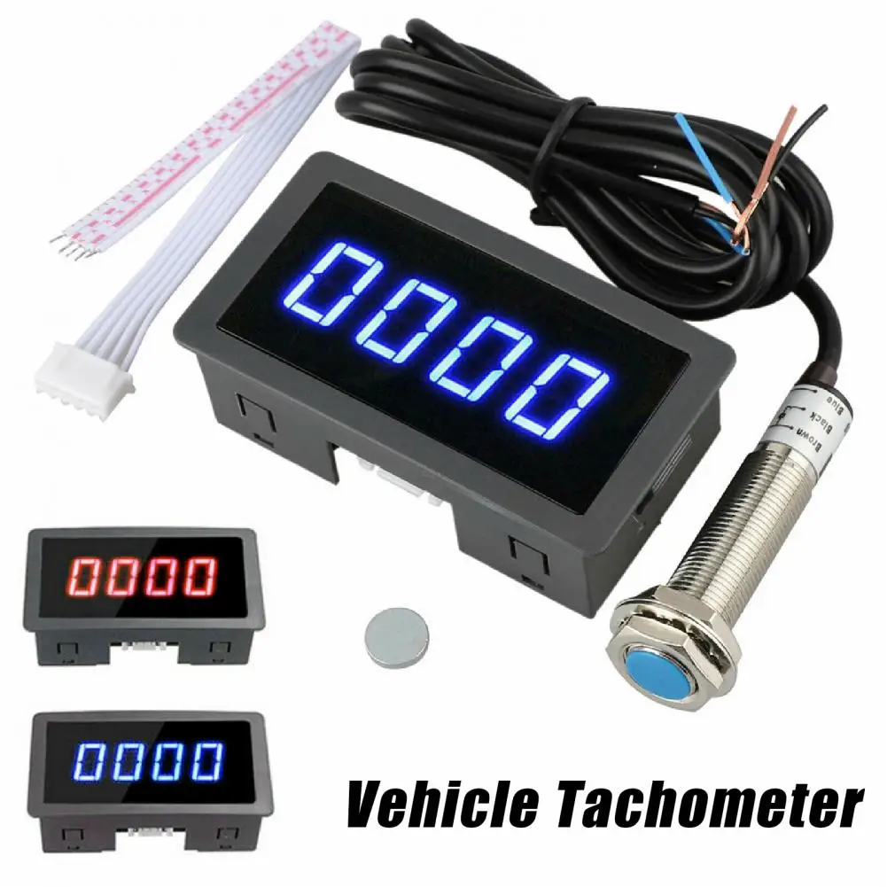 Sturdy Car Tachometer with Switch Sensor High Accuracy Universal Hall Effect Sensor 4 Digital RPM Speed Meter Panel