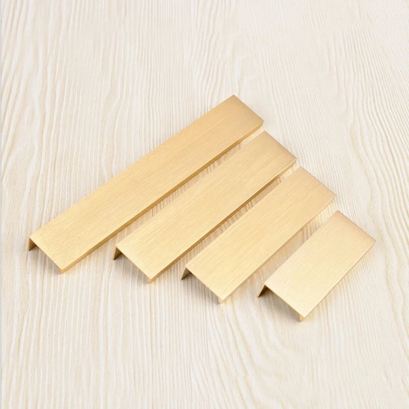 LCH Gold Solid Aluminium Alloy Flush Pull Door Handles Hole Pitch32mm to 192mm Champagne Gold Knob