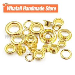 200Pcs occhielli in metallo con foro Color oro passacavi con rondella per accessori in pelle fai-da-te etichette per borse abbigliamento scarpe tappi per cintura