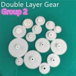 Todo tipo M0.5 dientes de plástico engranajes de doble capa grupo de engranajes de reducción 2 cubierta DIY juguete Robot coche helicóptero piezas Dropshipping