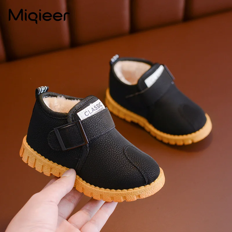 2021 New Design Children Sneakers Winter Baby Boys Girls Ankle Boots Waterproof  Non Slip Warm Plush Toddler Walking Snow Shoes