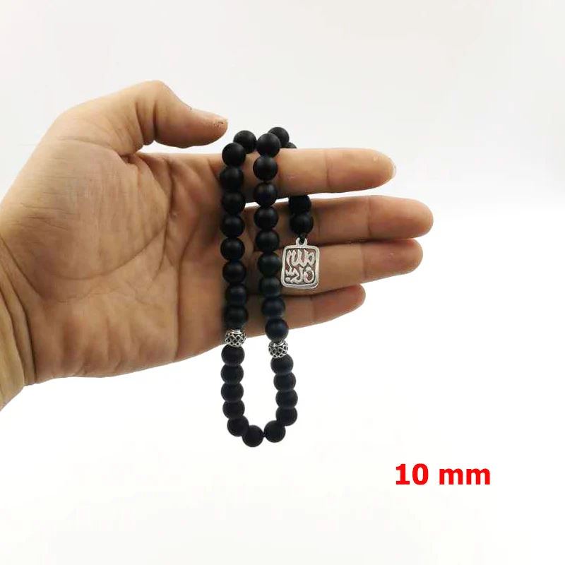 Uomo Frosted agate Tasbih Nuovo stile Nero di pietra branelli di preghiera Musulmani 33 66 99Misbaha rosario regalo Islamico