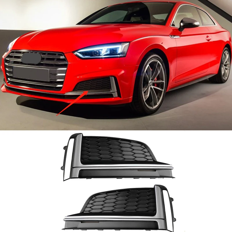 

S5 гоночные решетки, решетка для передней спортивной противотуманной фары, противотуманная фара, решетка для Audi S5 SLINE, спортивный бампер, 2016-2019, автомобильные аксессуары