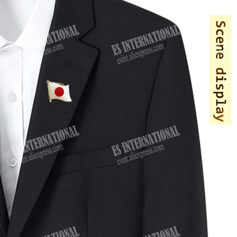Japan National Flag Crystal Epoxy Metal Enamel Badge Brooch  Collection Souvenir Gifts  Lapel Pins Accessories  Size1.6*1.9cm