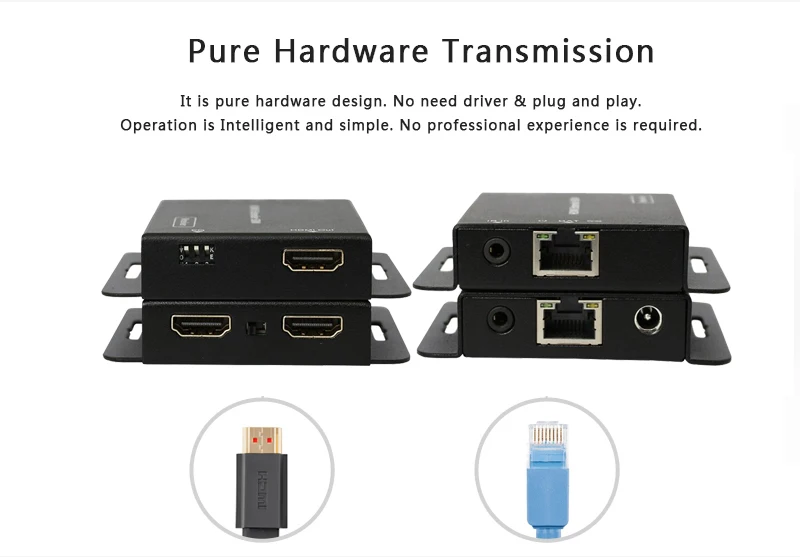 2-port HDMI موسع IR POE cat5/6 كابل (HDMI إيثرنت موسع + HDMI حلقة خارج) 1080P مع محول الطاقة تصل إلى 50 متر