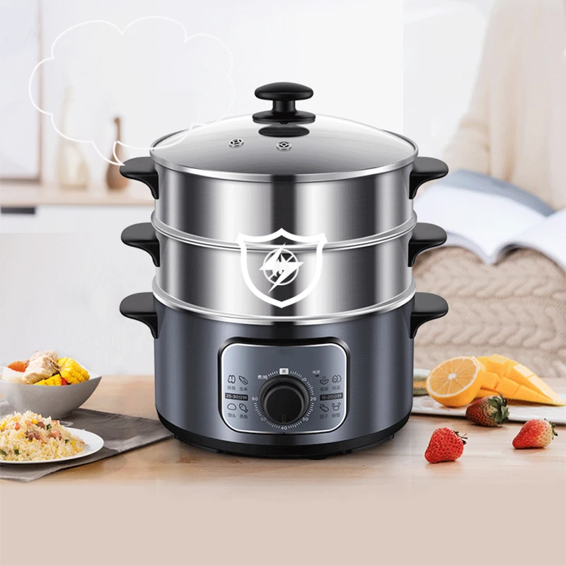 

Electric steamer multi-function household small three-layer 10L steamer, automatic vegetable steaming small artifact