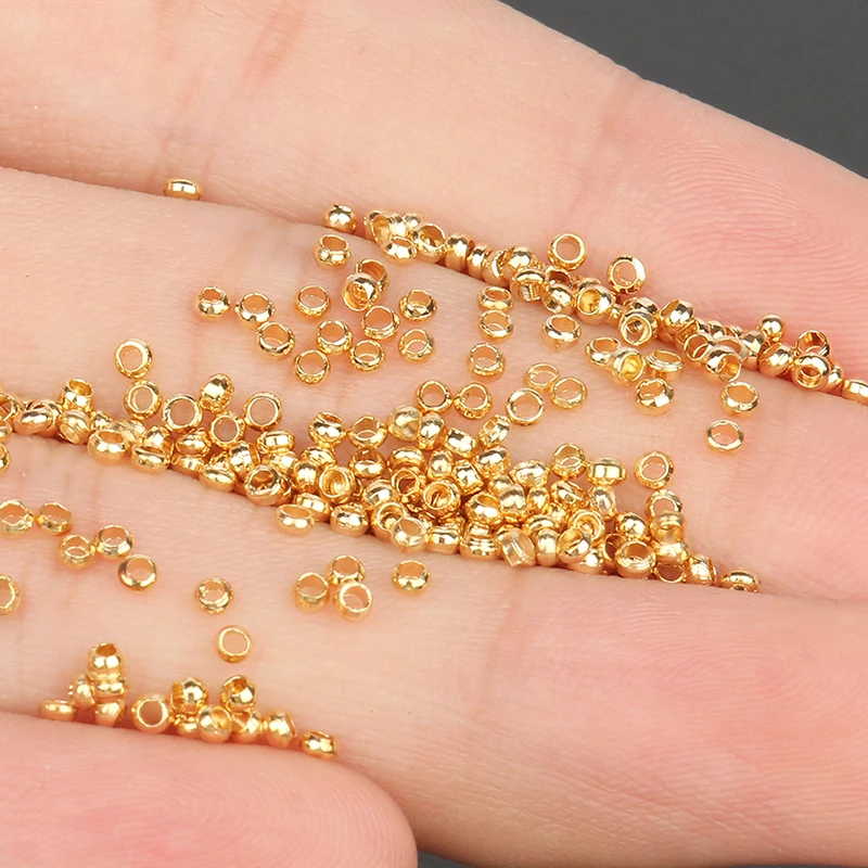 1000Pcs Vergulde Koperen Kralen Crimp Einde Kralen Stopper Spacer Kralen Voor Armband Ketting Sieraden Maken Diy Accessoires