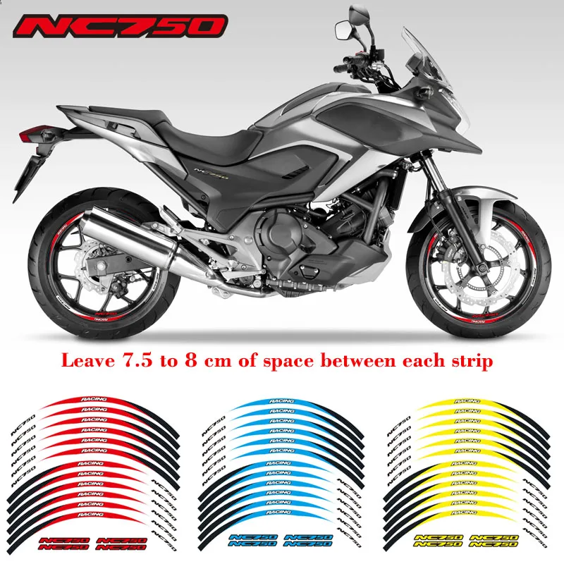 

New high quality 12 Pcs Fit Motorcycle Wheel Sticker stripe Reflective Rim For Honda NC750S NC750X NC750