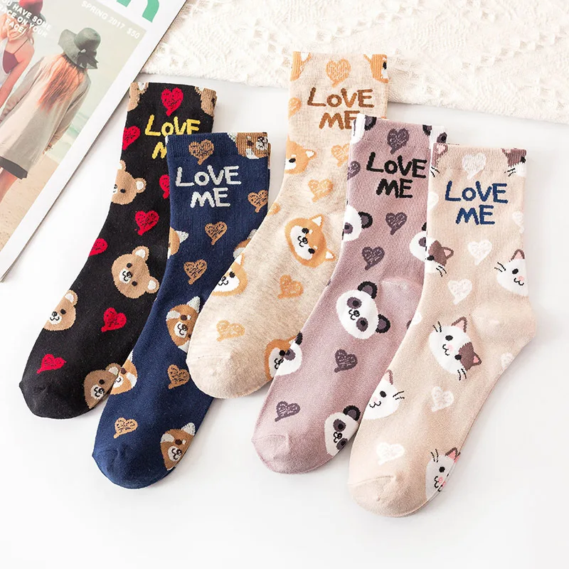 

Animal Print Kawaii Cute Socks Korean Style Women Cat Panda Cartoon Cotton Woman Calcetines Meias Mulher Skarpetki Calcetas Sock