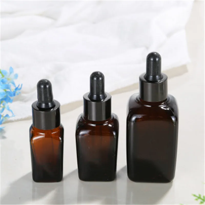 Pipette de réactif en verre ambre, bouteille d\'huiles essentielles, compte-gouttes oculaire, récipients vides d\'aromathérapie, 10ml 20ml 30ml 50ml