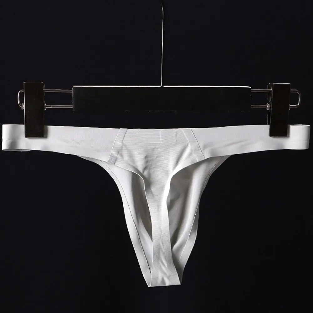 Ultra-thin Ice Silk Seamless Underwear Men Sexy Solid Color G-Strings Summer Breathable Low Waist Panties