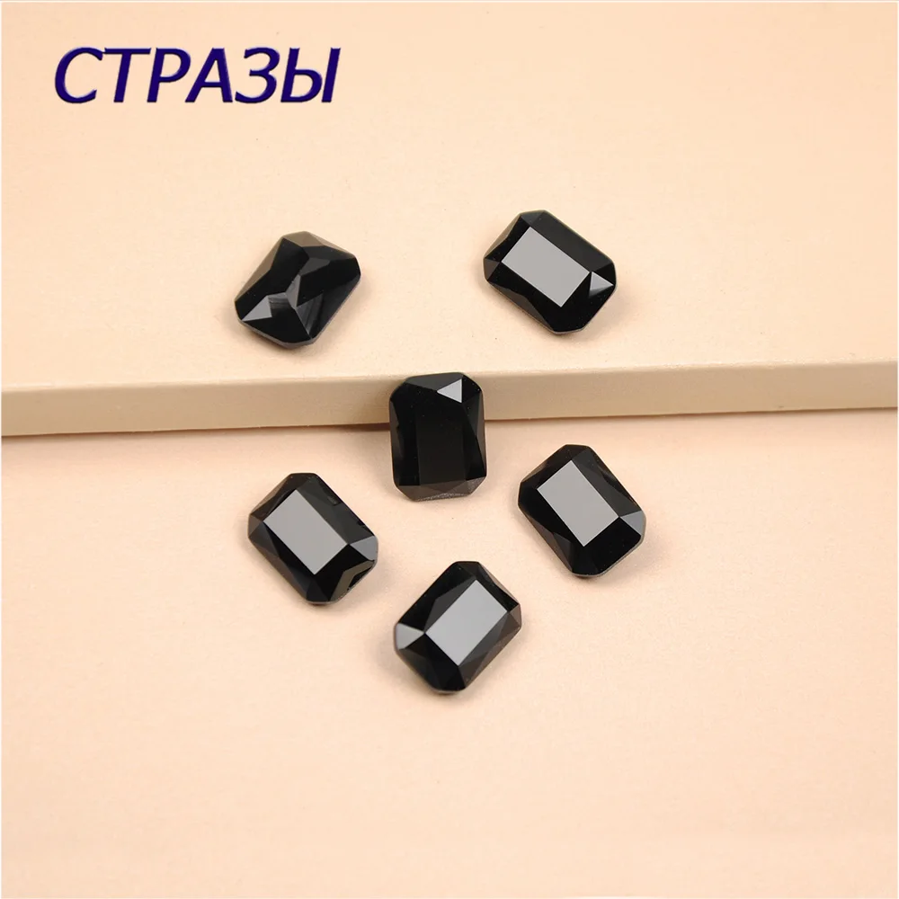 

New Black Crystal Rectangular octagonal shape pointback glass rhinestones crystal strass diy clothing Jewelry Decoration