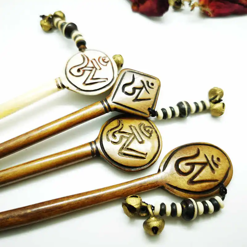 Hairwear Tibet Yak Bone Hand Carved Leaves Hairpins Ethnic Tribal Hairwear Hairsticks Many Designs