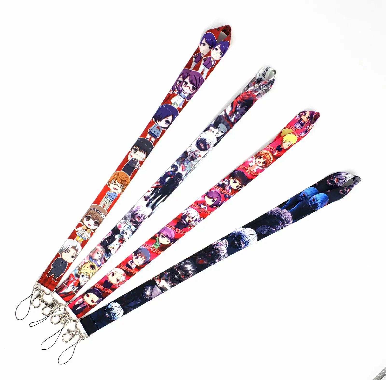 New 50pcs  Cartoon Japan Anime Tokyo Ghoul Lanyard Id Badge Holder Keychain Straps For Mobile Phone Wholesale Free Shipping