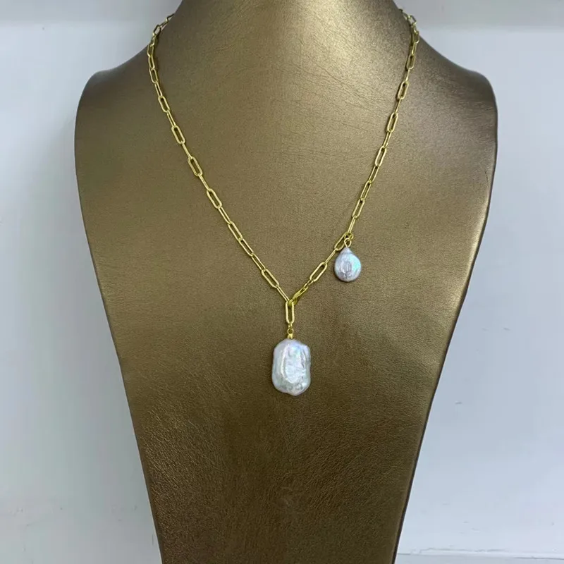 best seller girl 2021 fashion gold women necklace with fresh water cultured genuine pearl beads pure handmade fine jewelry