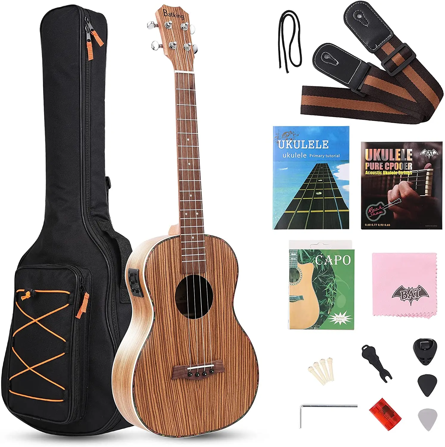 Batking Baritone Electric Ukulele,30 Inch uke Kit for Adults Beginners and Professional Players ukalalee