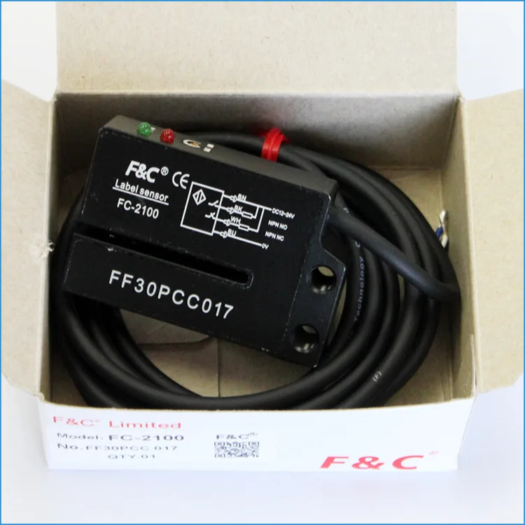 

FC-2100 FC-2100P F&C New Original Lable Sensor 4 wires NO NC Electric Label Detector Photo Sensor