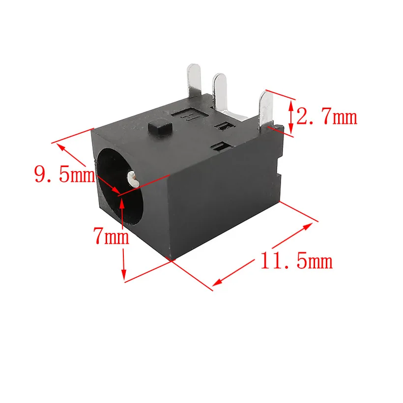 10Pcs DC-044 5.5x2.1mm DC Power Female Socket Adapter 3 Pin DC Power Jack Socket PCB Panel Mount Connector 5.5*2.1mm DC044