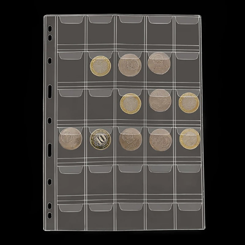 30 Pockets Classic Coin Holders Folder Pages Sheets For Storage Collection Album Clear Protectors PVC Collectors